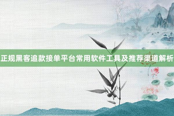 正规黑客追款接单平台常用软件工具及推荐渠道解析