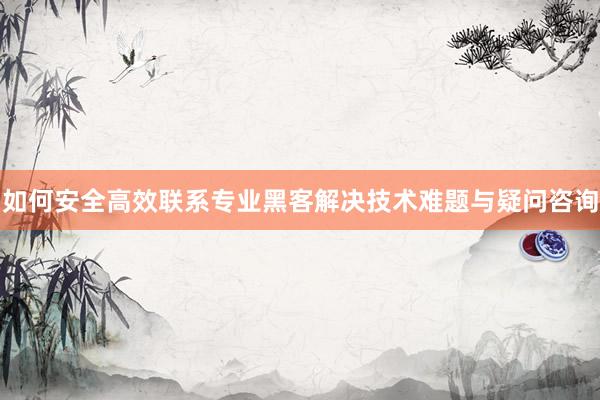 如何安全高效联系专业黑客解决技术难题与疑问咨询